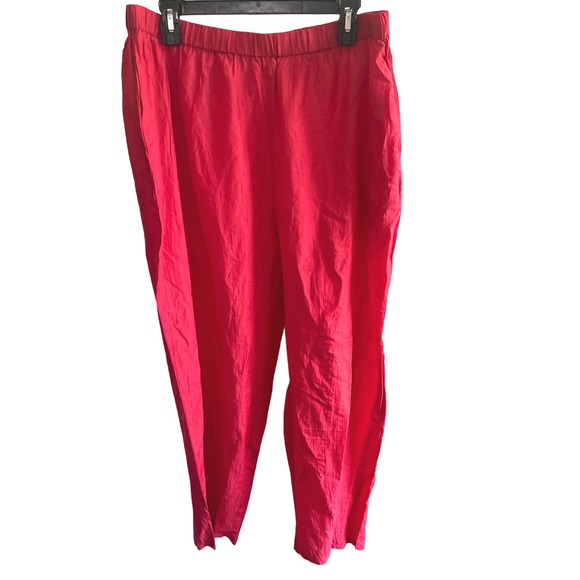 Gudrun Sjoden Red Organic Cotton Silk Balloon Wide Leg Elastic Waist Pants XL - Picture 1 of 6